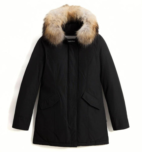Woolrich Parka medio Parka Donna Artic Racoon con cappuccio Nero - Francavilla Moda
